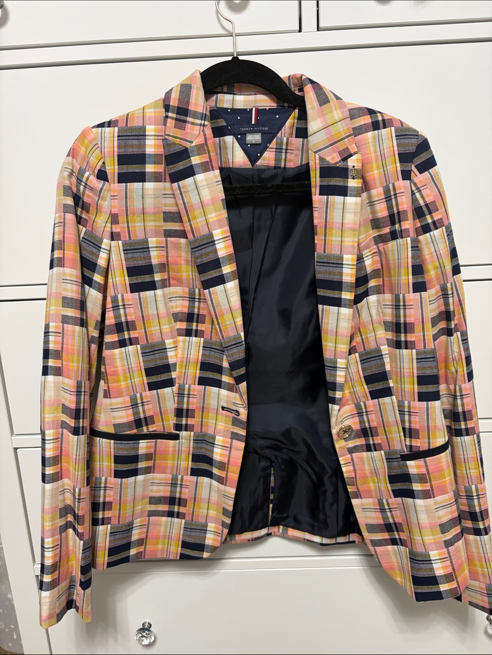 Tommy Hilfiger Navy Blue Plaid Lined Jacket